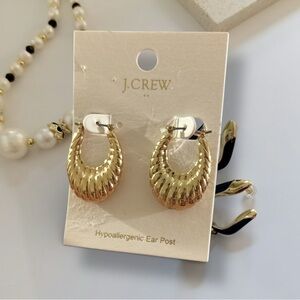 NWT J. Crew Factory Gold textured hoop earrings